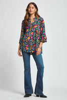 
              SALE Lizzy Bell Sleeve Tunic Top-Black Floral
            