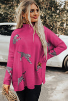 
              Rose Red Lively Cheetah Sweater
            