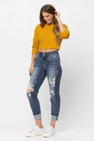 
              Judy Blue Cuffed Destroy Boyfriend Jeans
            