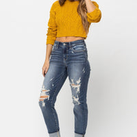 Judy Blue Cuffed Destroy Boyfriend Jeans