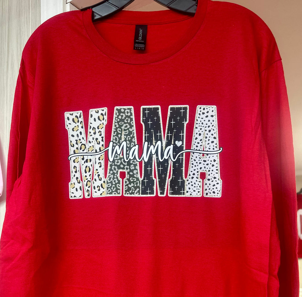Mama Cherry Red Long Sleeve Tee