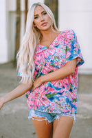 
              $10! Pink Floral Print V-Neck Tee
            