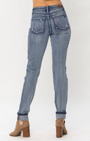 
              Judy Blue Button Fly Cuffed Boyfriend Jeans
            