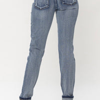 Judy Blue Button Fly Cuffed Boyfriend Jeans