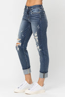 
              Judy Blue Cuffed Destroy Boyfriend Jeans
            