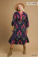 
              Navy Floral Midi Dress
            