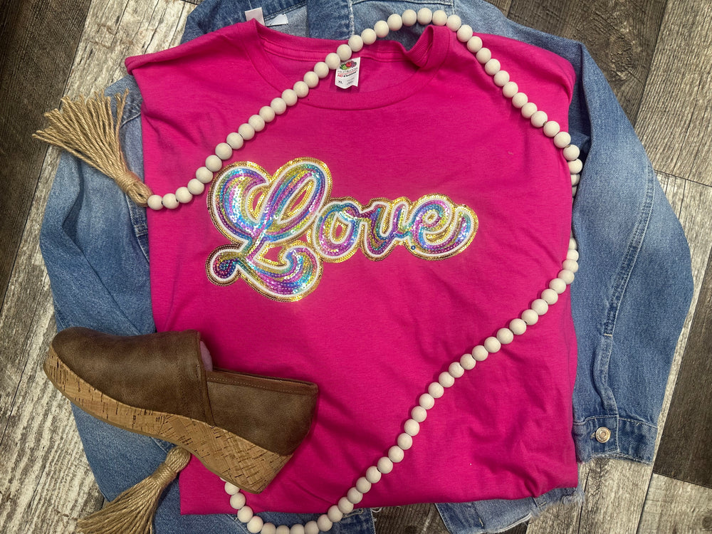 LOVE Long Sleeve Sequin Tee