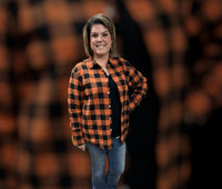 
              Orange & Black Buffalo Plaid Flannel Shirt
            