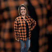 Orange & Black Buffalo Plaid Flannel Shirt