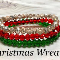 Crystal Bead Bracelet Stack-Christmas Wreath