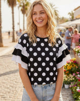 
              Polka Dot Ruffle Sleeve Top
            