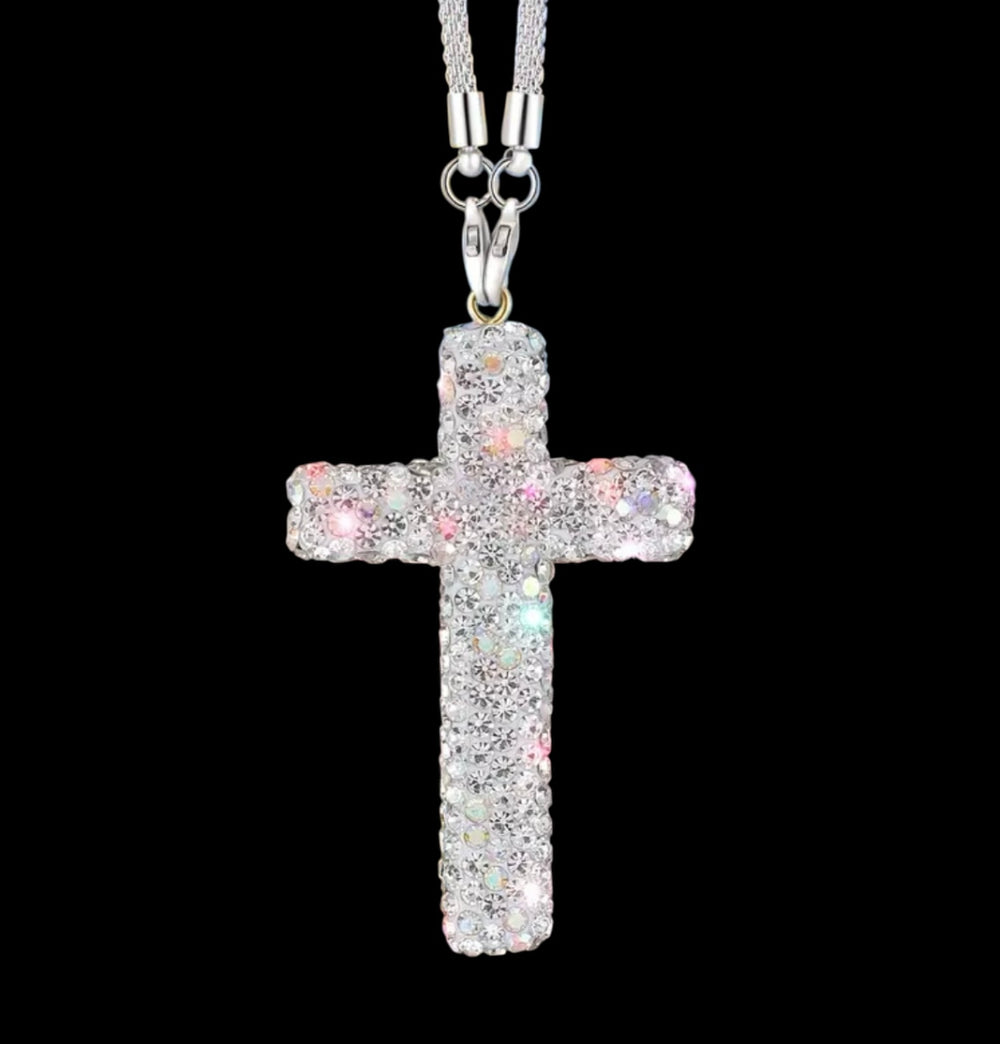 Rhinestone Cross Car Ornament