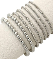 
              Silver Bead Stretch Bracelet Stack
            