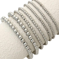 Silver Bead Stretch Bracelet Stack