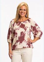 
              Rose Metallic Abstract Print Top
            