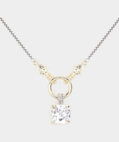 
              14k Gold Plated Two Tone CZ Stone Pendant Necklace
            
