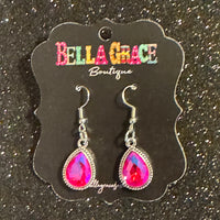 Pink AB Crystal Teardrop Earrings