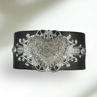 Leather Cuff Rhinestone Bracelet