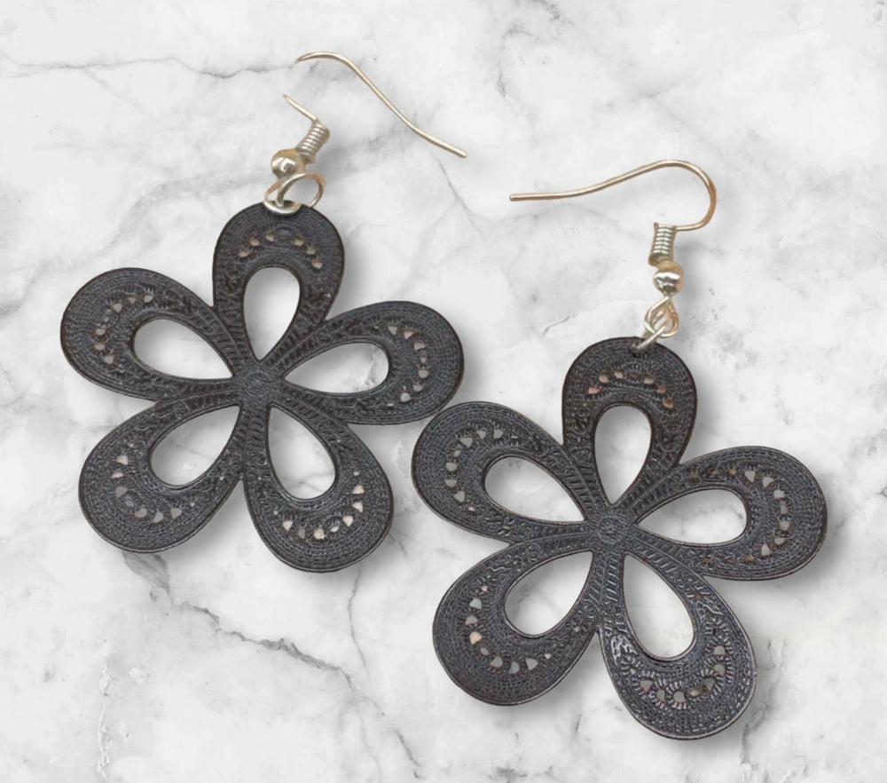 Black Floral Earrings