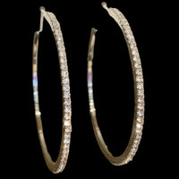 Rhinestone Hoop Earrings-Gold