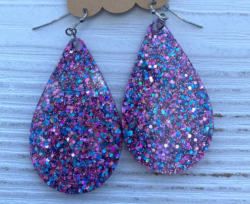 Glitter Acrylic Teardrop Earrings