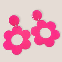 Retro Flower Earrings-Pink