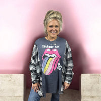 Retro Rolling Stones Oversized Flannel Overlay-XL