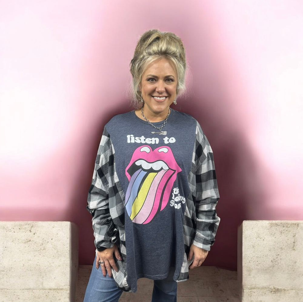 Retro Rolling Stones Oversized Flannel Overlay-XL