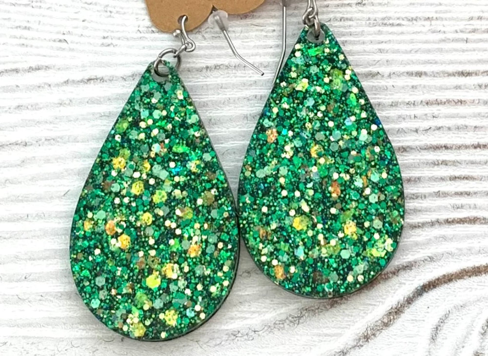 Glitter Acrylic Teardrop Earrings