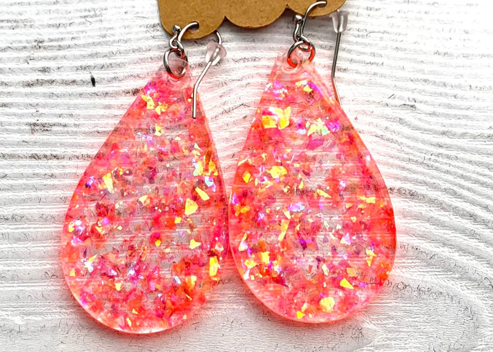 Glitter Acrylic Teardrop Earring