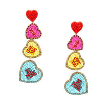 Beaded Valentines Heart Drop Earrings