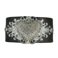 Leather Cuff Rhinestone Bracelet