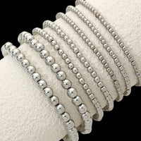 Silver Bead Stretch Bracelet Stack