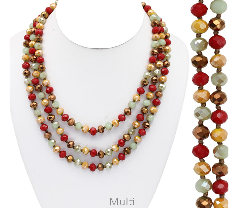 60” Crystal Bead Necklace-Multi