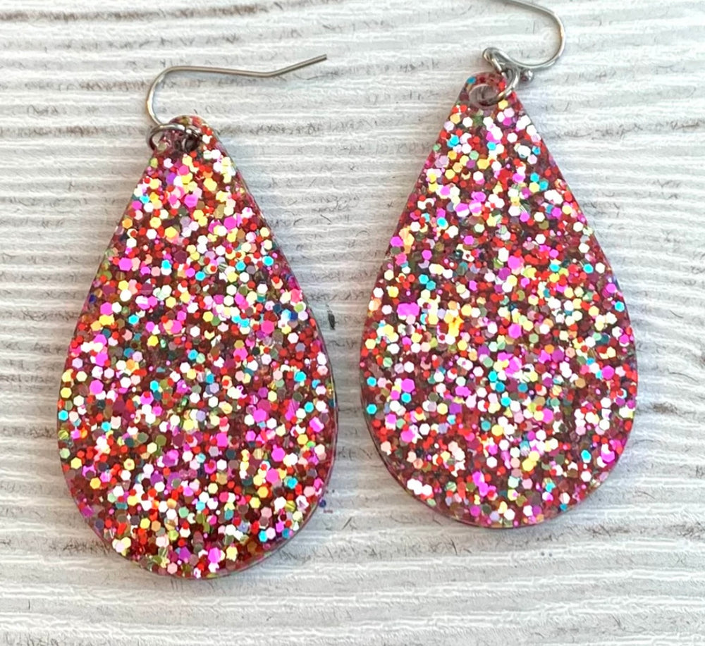 Glitter Acrylic Teardrop Earring