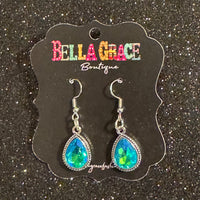Blue AB Crystal Teardrop Earrings