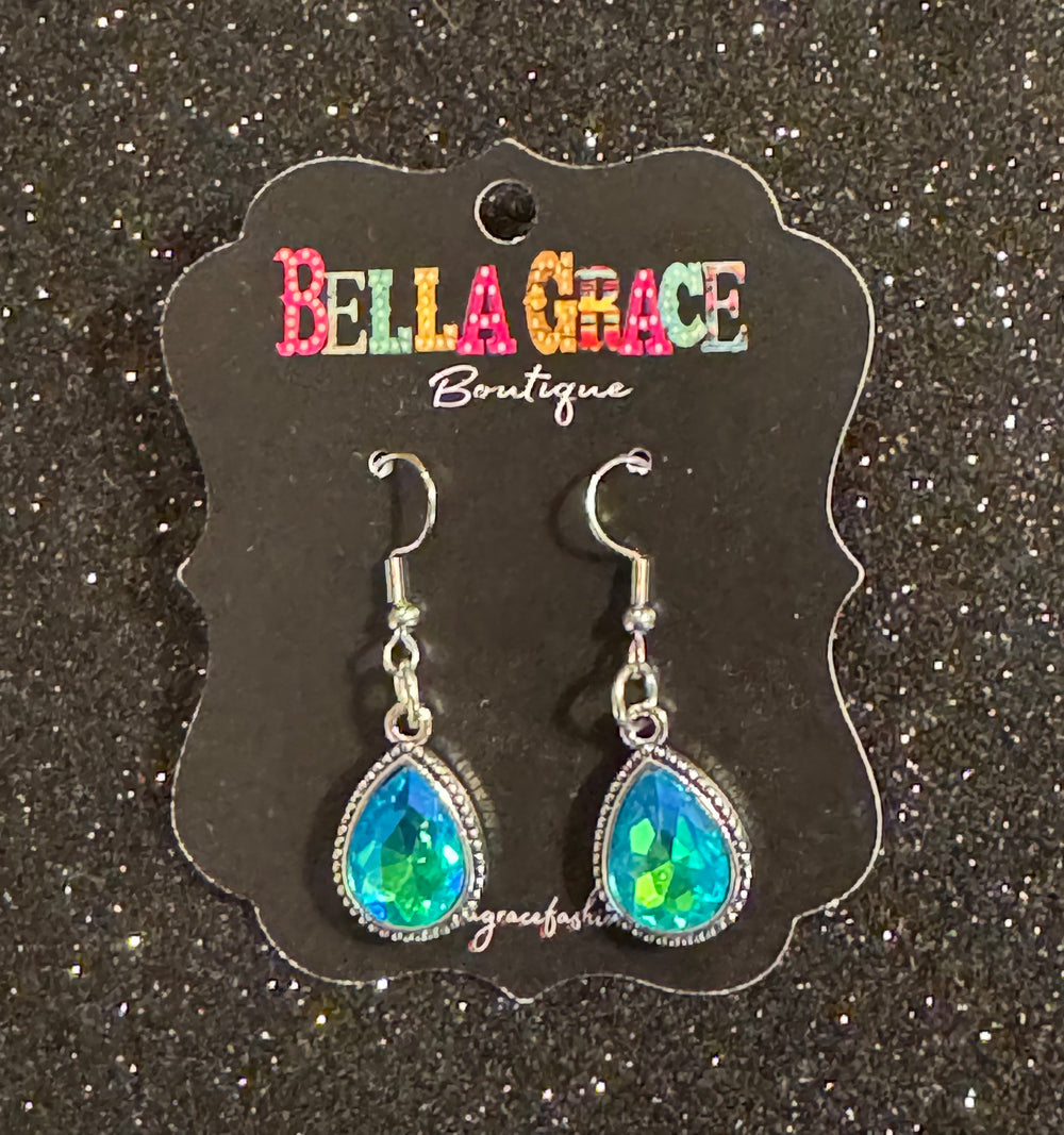Blue AB Crystal Teardrop Earrings