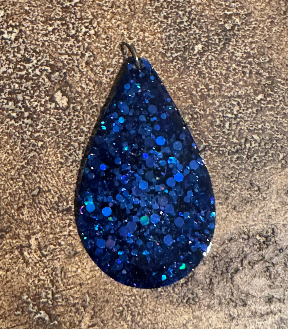 Royal Blue Glitter Acrylic Teardrop Pendant