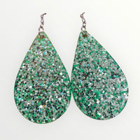 Glitter Acrylic Teardrop Earrings-Mint