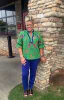 
              Island Green Floral Blouse
            