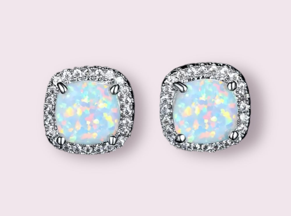 Opalescent Square Stud Earrings