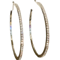 Rhinestone Hoop Earrings-Gold