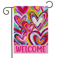 Watercolor Heart Valentine’s Garden Flag