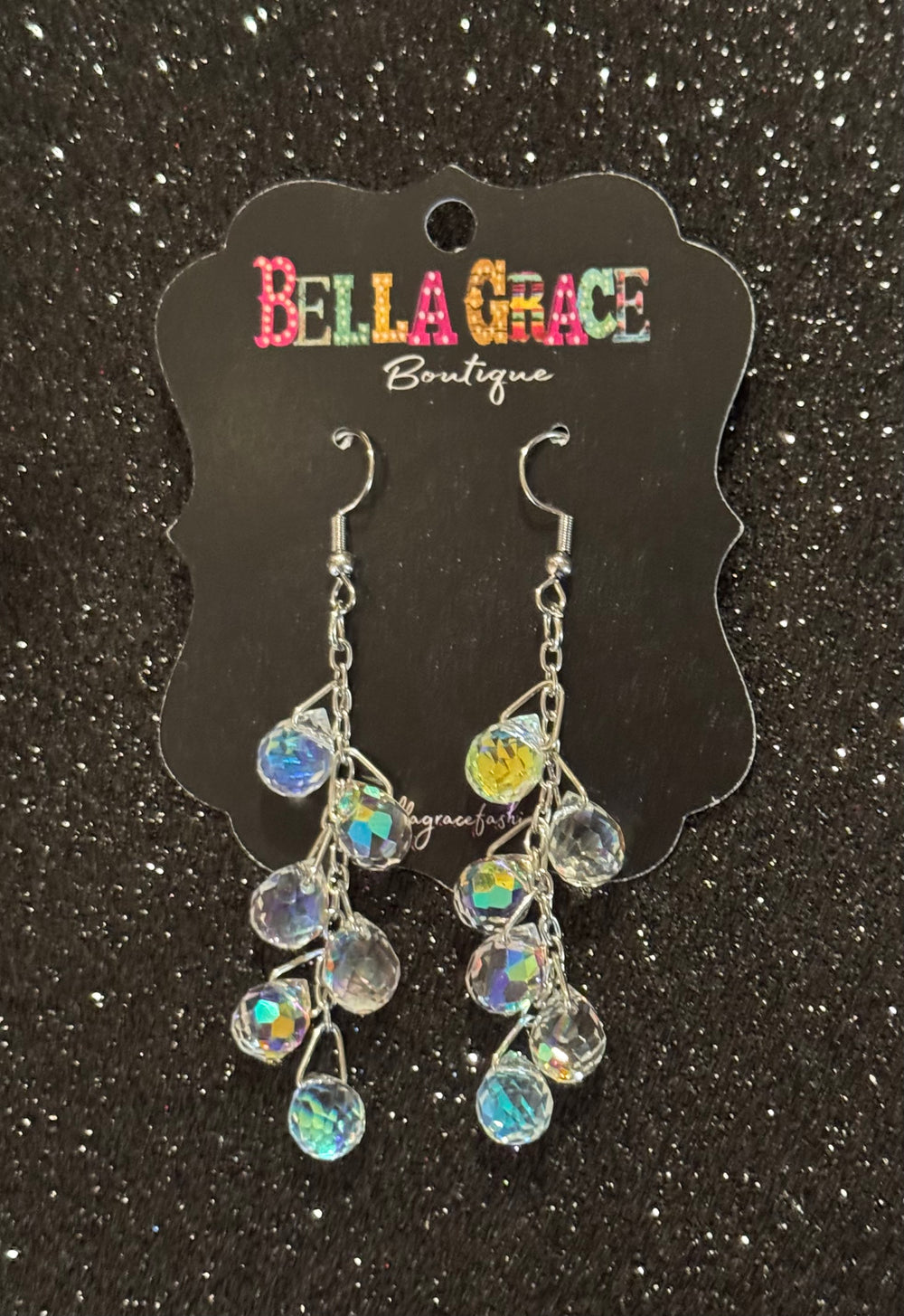 AB Crystal Beaded Chain Earrings