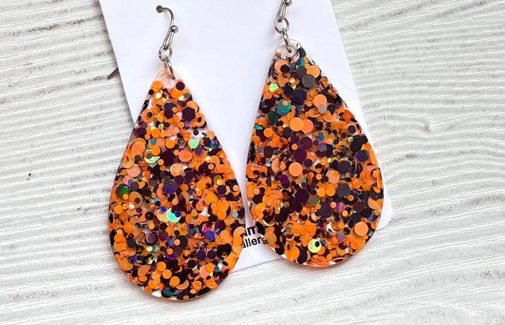 Glitter Halloween Dots Acrylic Earrings