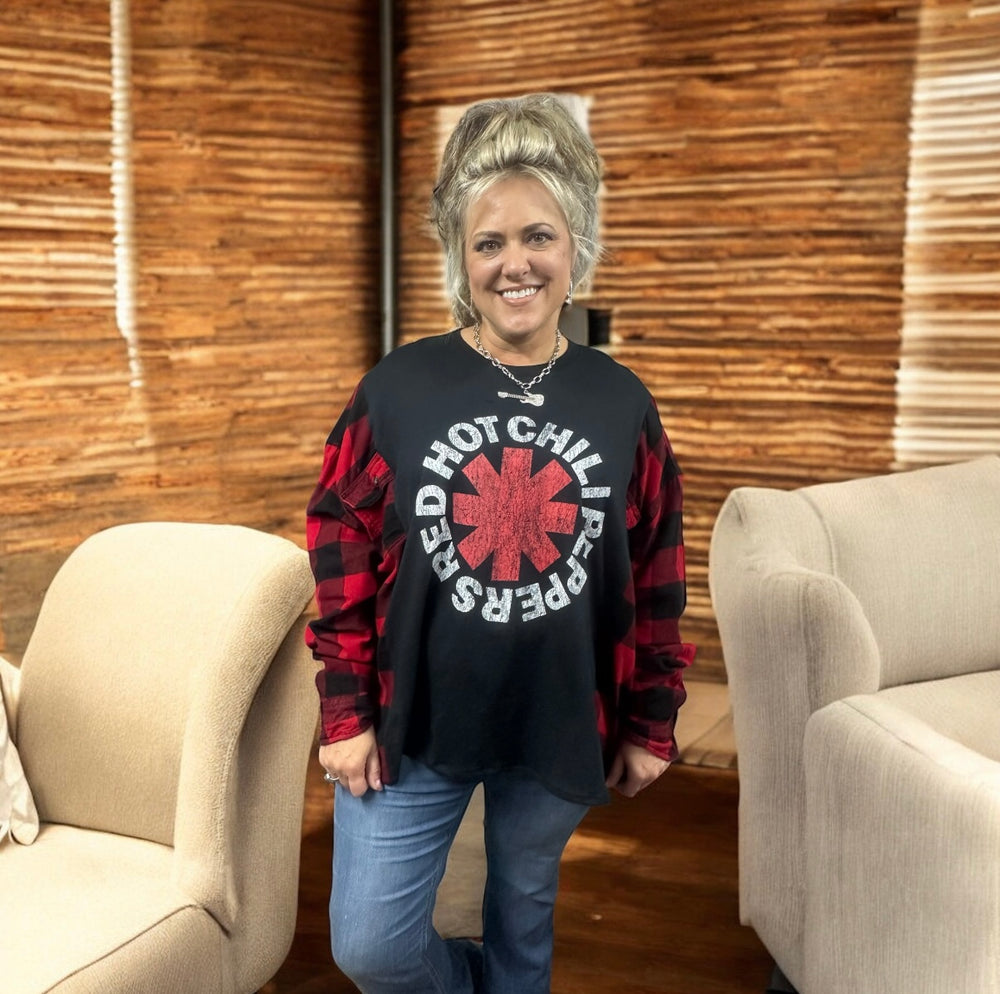 Retro Red Hot Chili Peppers Oversized Flannel Overlay-XL
