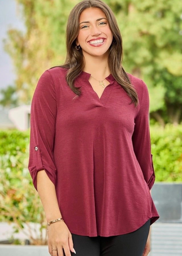 Lizzy Wine Tunic Top