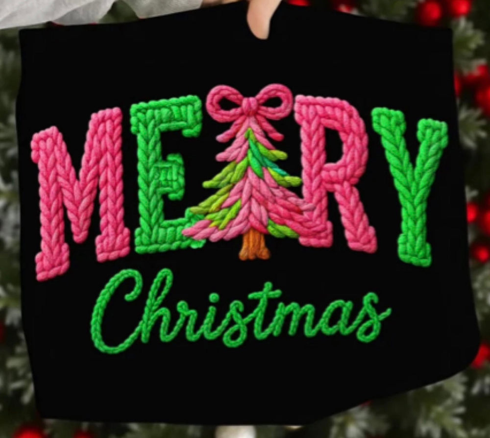 Merry Christmas Faux Yarn Design Tee