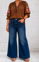 
              Judy Blue "Lux" Retro Wide Leg w/ Front Tab Closure Dk Fade Indigo
            