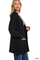 
              Popcorn Cardigan With Pockets-Black
            